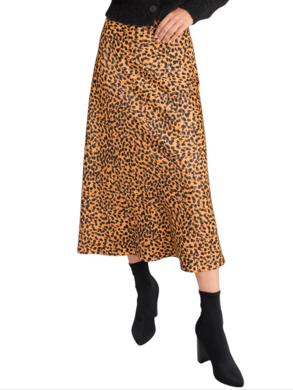 & Other Stories Rust Orange Leopard Print Midi Skirt